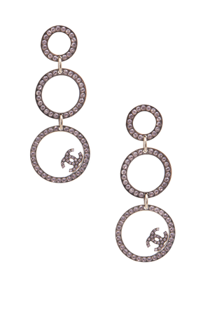 Chanel Gold Pink Crystal Circle Earri