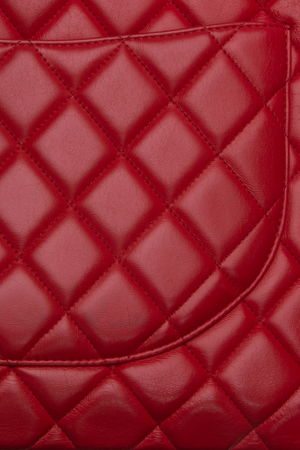 Chanel Red Lambskin Single Flap Bag