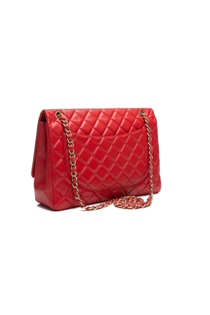 Chanel Red Lambskin Single Flap Bag