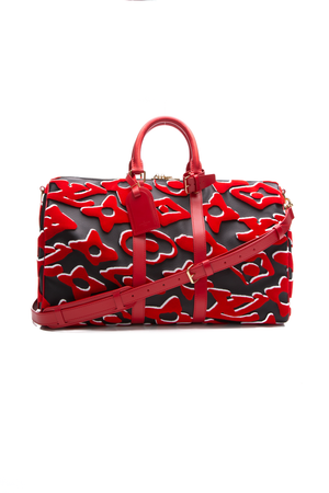 Louis Vuitton Red/blk XUrs Fischer Keepall Bandouliere