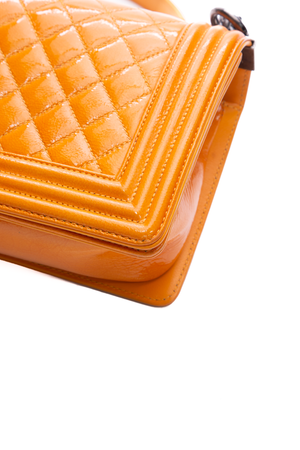 Chanel Orange Patent Boy Bag