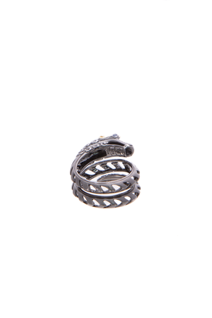 John Hardy Silver/Gold Sapphire Naga Ring - Size 7.5