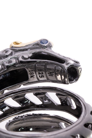 John Hardy Slvr/Gld Sapphire Naga Ring - Size 7.5