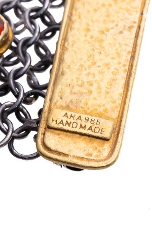 Ara Slvr/Gld Opal Chain Mail Bracelet