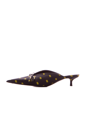 Balenciaga Black/Yellow Knife Kitten Heel Mules - Size 35.5