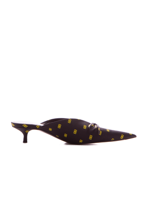 Balenciaga Black/Yellow Knife Kitten Heel Mules - Size 35.5