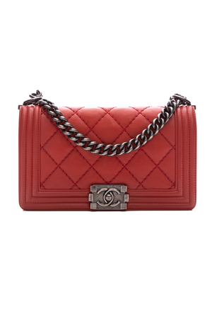 Chanel Red Double Stitch Boy Bag