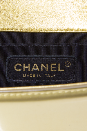 Chanel Gold Metallic Patent Boy Bag