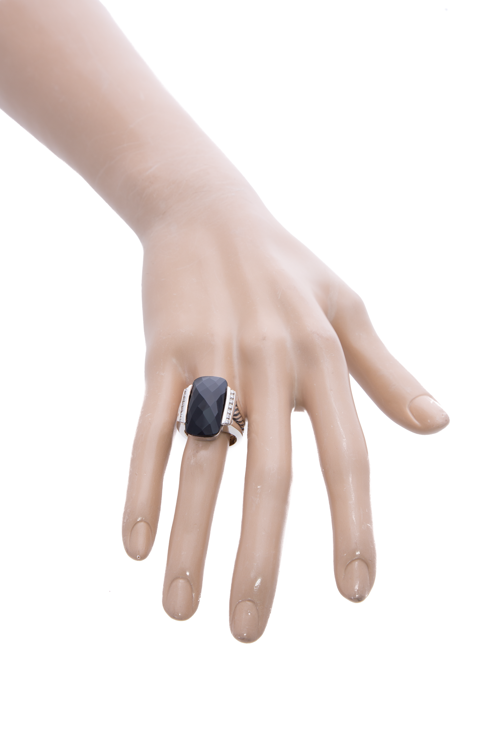 David Yurman Onyx & Diamond Deco Ring - Size 6