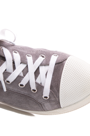  Prada Grey Suede Cap Toe Sneakers