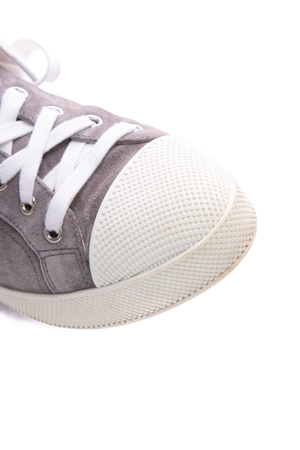  Prada Grey Suede Cap Toe Sneakers