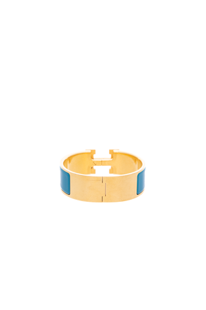 Hermes Gld/Teal Clic Clac H Bracelet