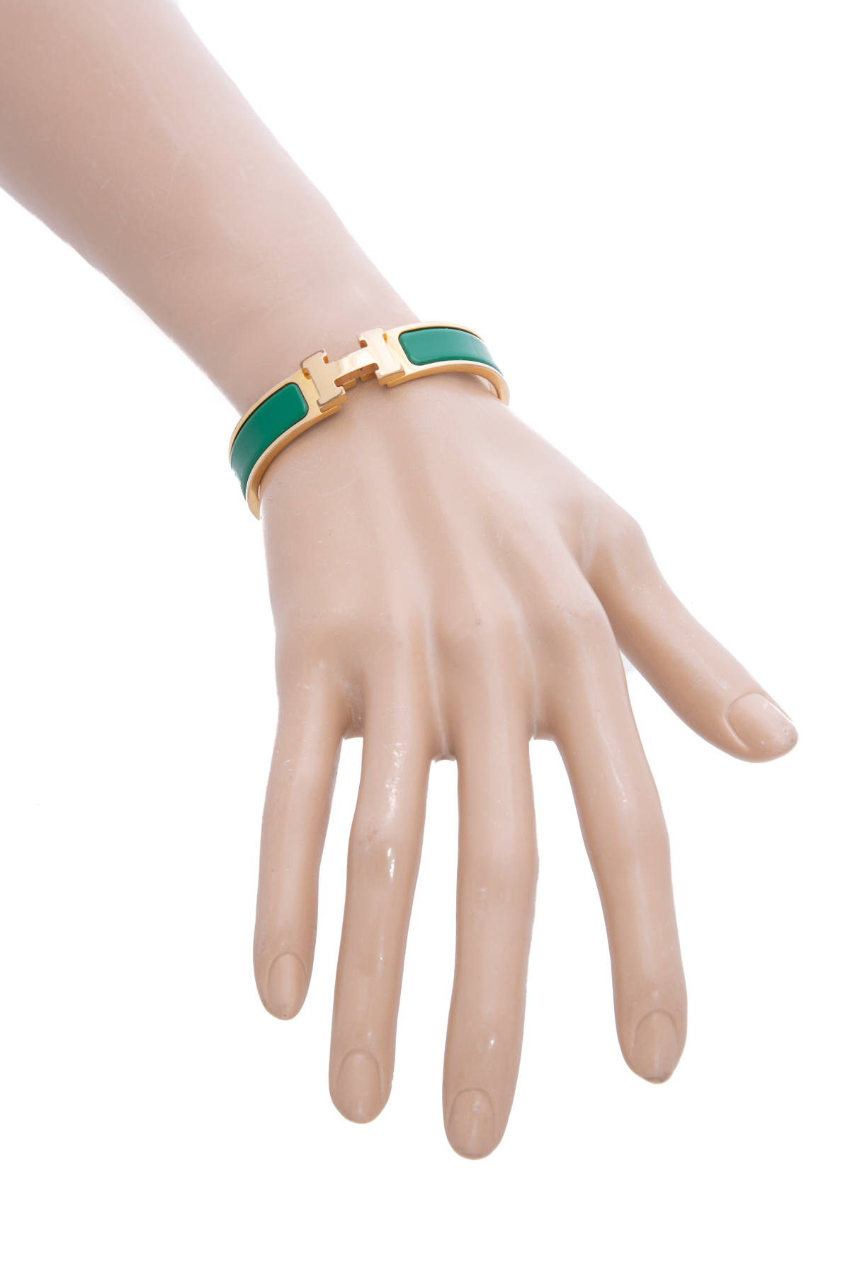  Hermes Gld/Gree Clic H Bracelet