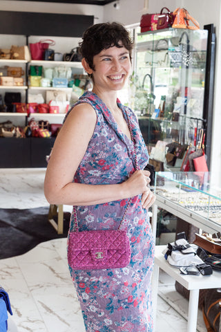 Chanel Pink Tweed Rectagular Flap Bag