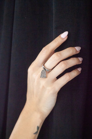 Gucci Diamond Ghost Charm Ring - Silver Size 6