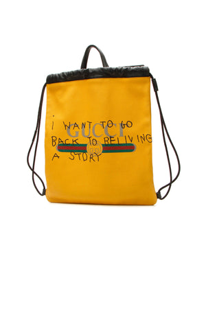 Gucci Coco Capitan Logo Drawstring Backpack - Yellow
