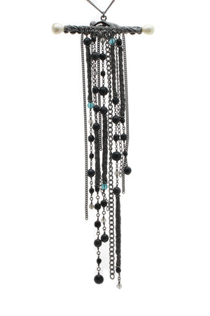 Chanel Multi-Chain Bar Necklace - Gunmetal