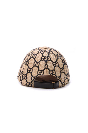 Gucci GG Raffia Baseball Cap - Beige/Black Size Medium