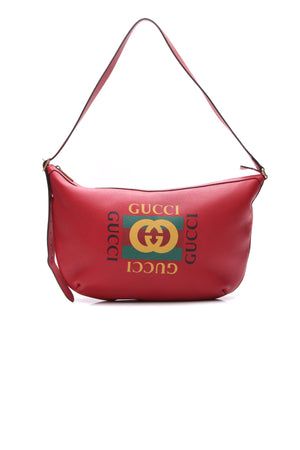  Gucci Halfmoon Logo Print Hobo Bag
