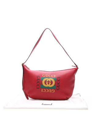  Gucci Halfmoon Logo Print Hobo Bag