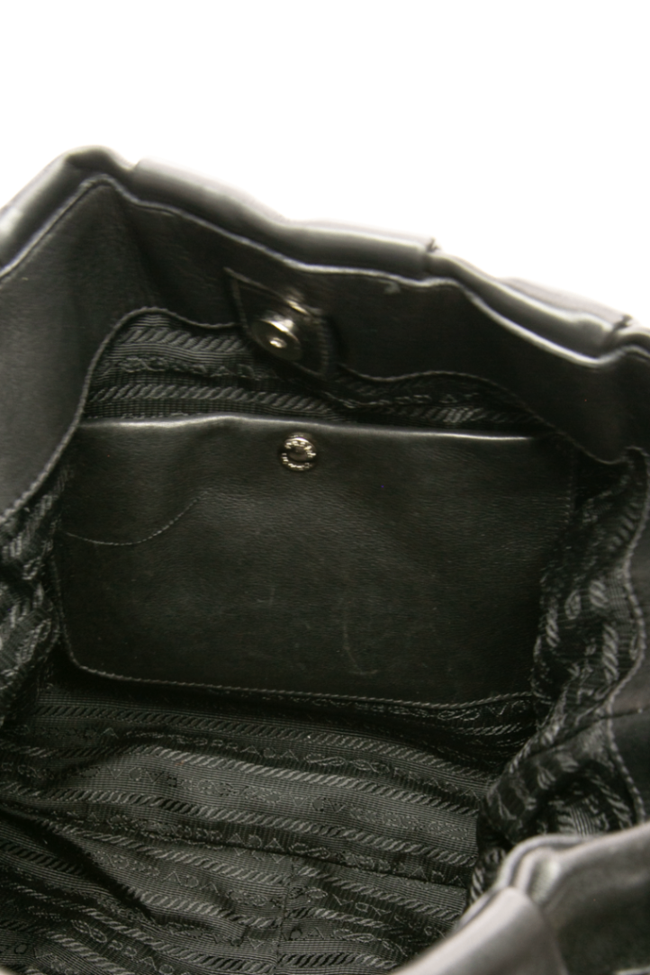 Prada - Black Pleated Buckle Shoulder Bag