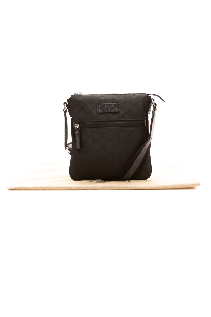 Gucci - Black Nylon GG Canvas Medium Flat Messenger