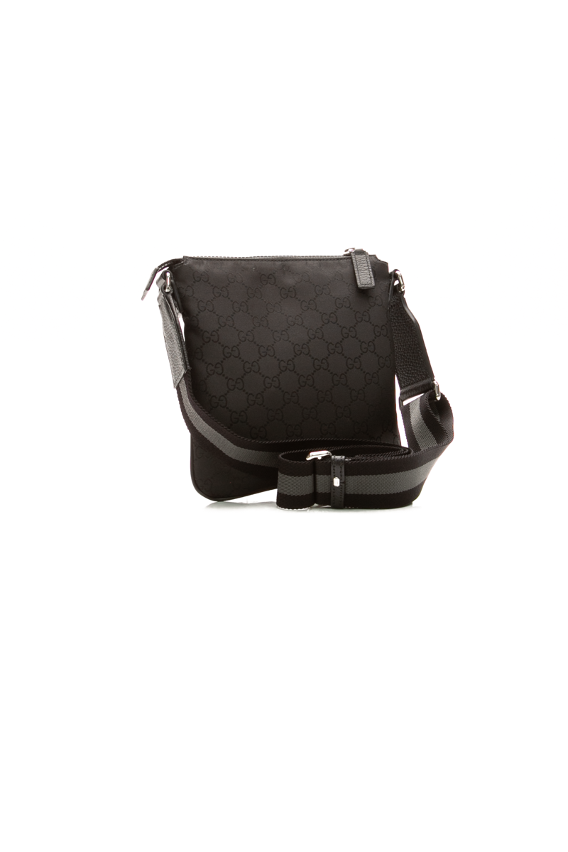Gucci - Black Nylon GG Canvas Medium Flat Messenger