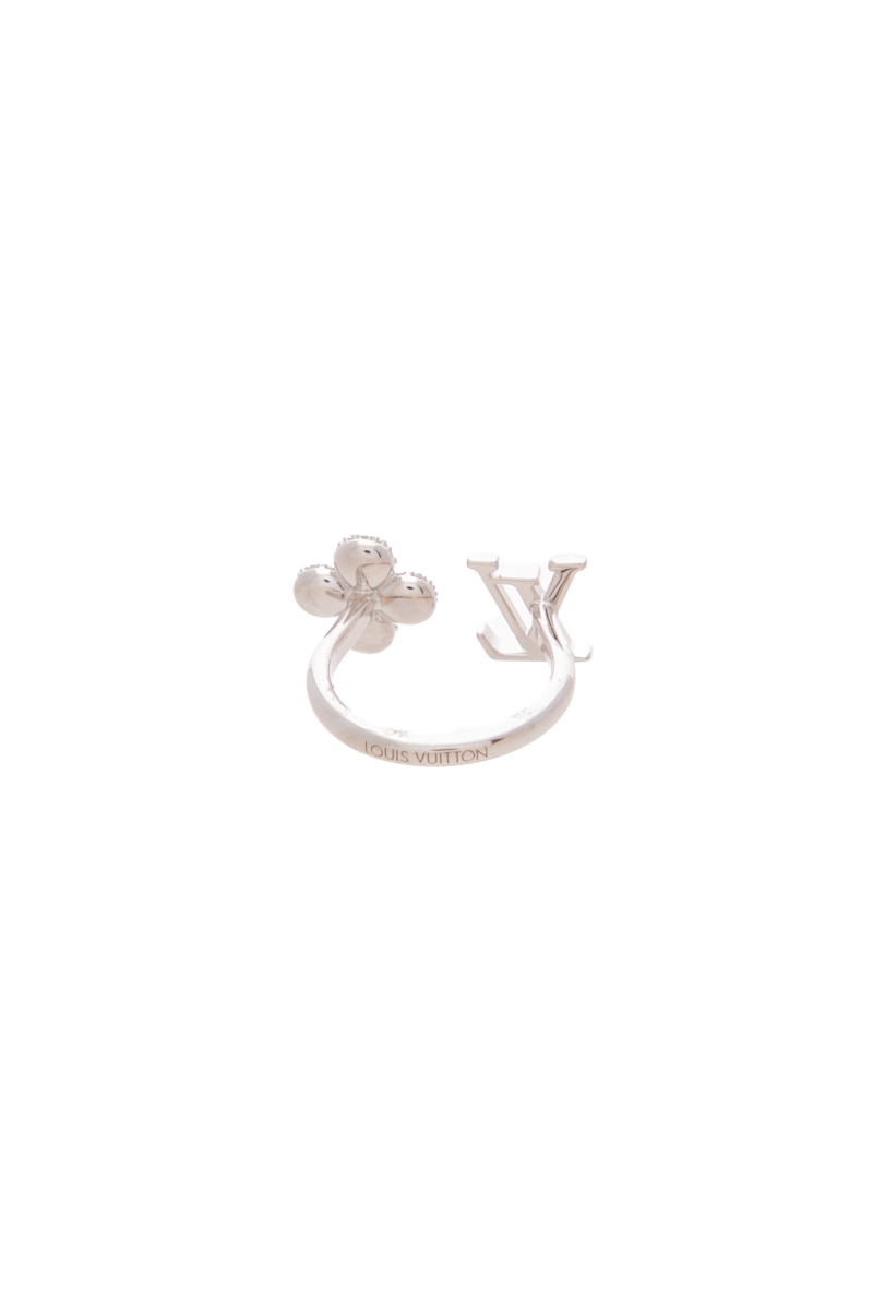 Louis Vuitton - Palladium Metal Louisette Sig. Strass Ring