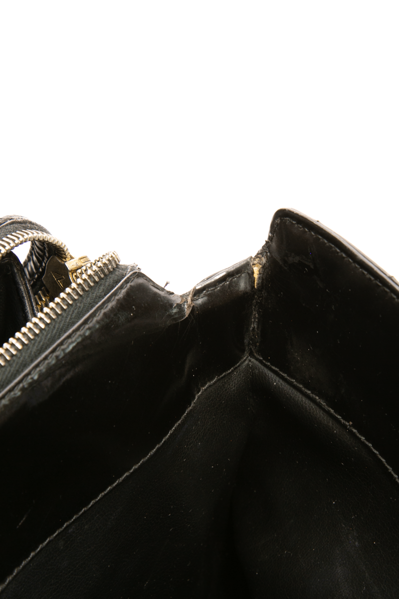 Chanel - Black Patent Chevron Top Handle Bag