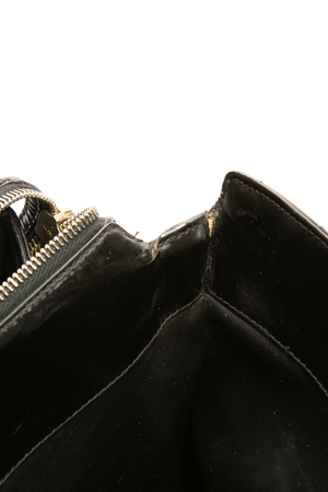 Chanel - Black Patent Chevron Top Handle Bag