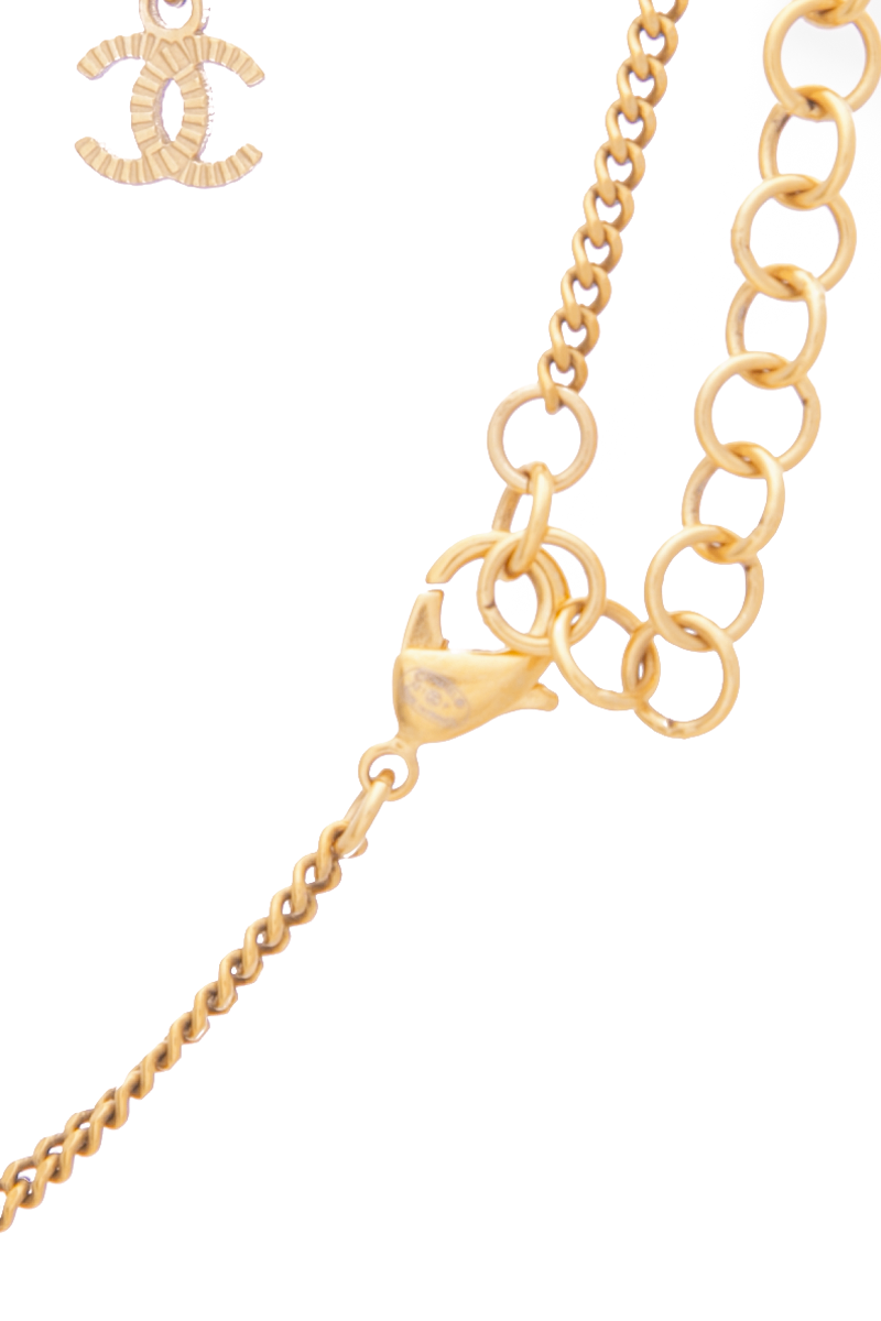 Crystal Pearl CC Heart Necklace