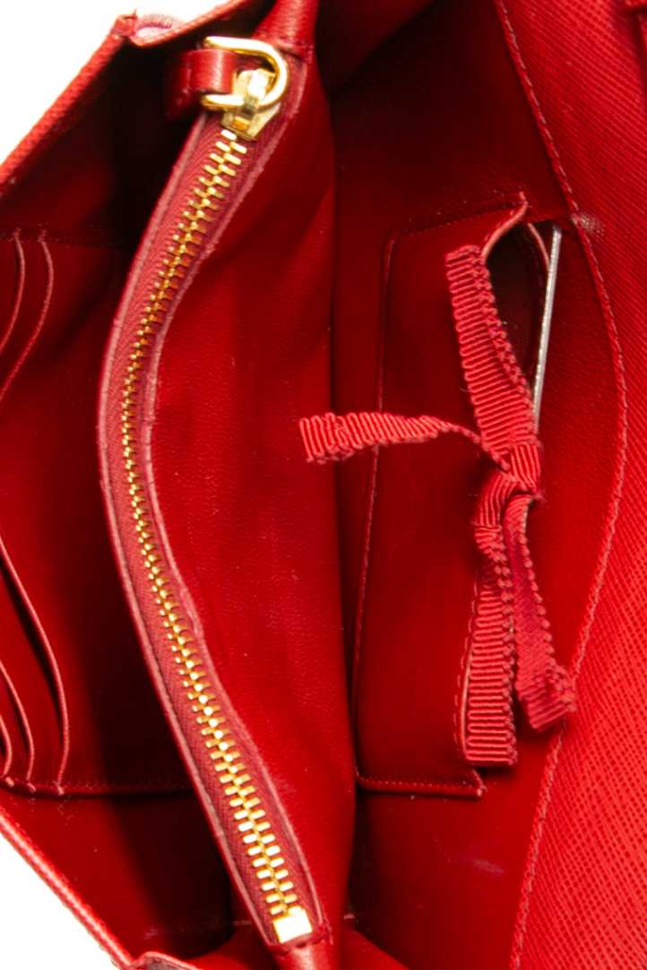 Prada - Red Saffiano Lux Chain Wallet