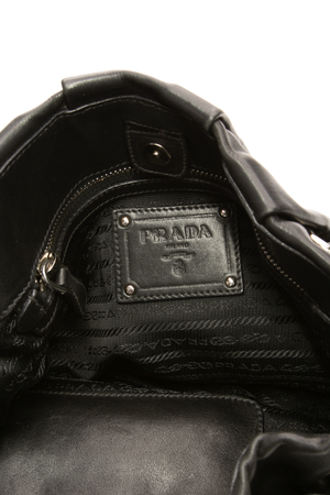 Prada - Black Pleated Buckle Shoulder Bag