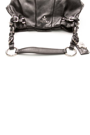 Prada - Black Pleated Buckle Shoulder Bag
