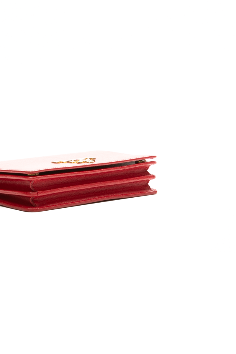 Prada - Red Saffiano Lux Chain Wallet