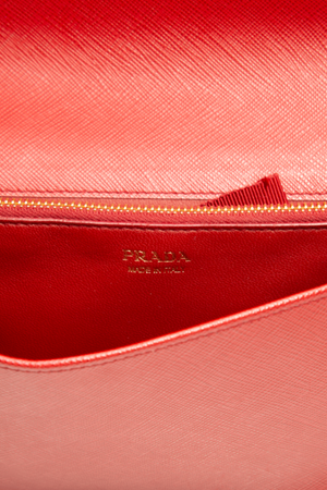 Prada - Red Saffiano Lux Chain Wallet