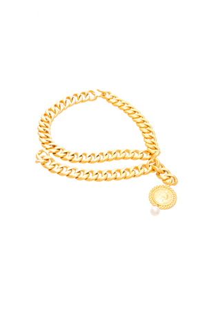 Chanel - Gold Pearl Chain CC Choker Necklace