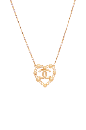 Crystal Pearl CC Heart Necklace
