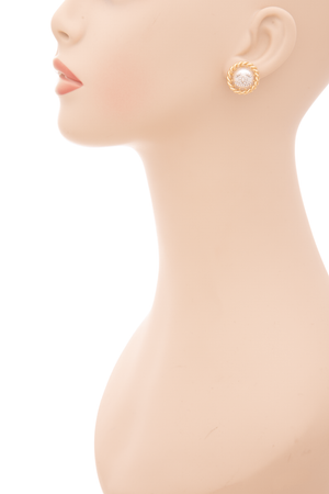 Chanel - Gold Pearl Rope CC Stud Earrings