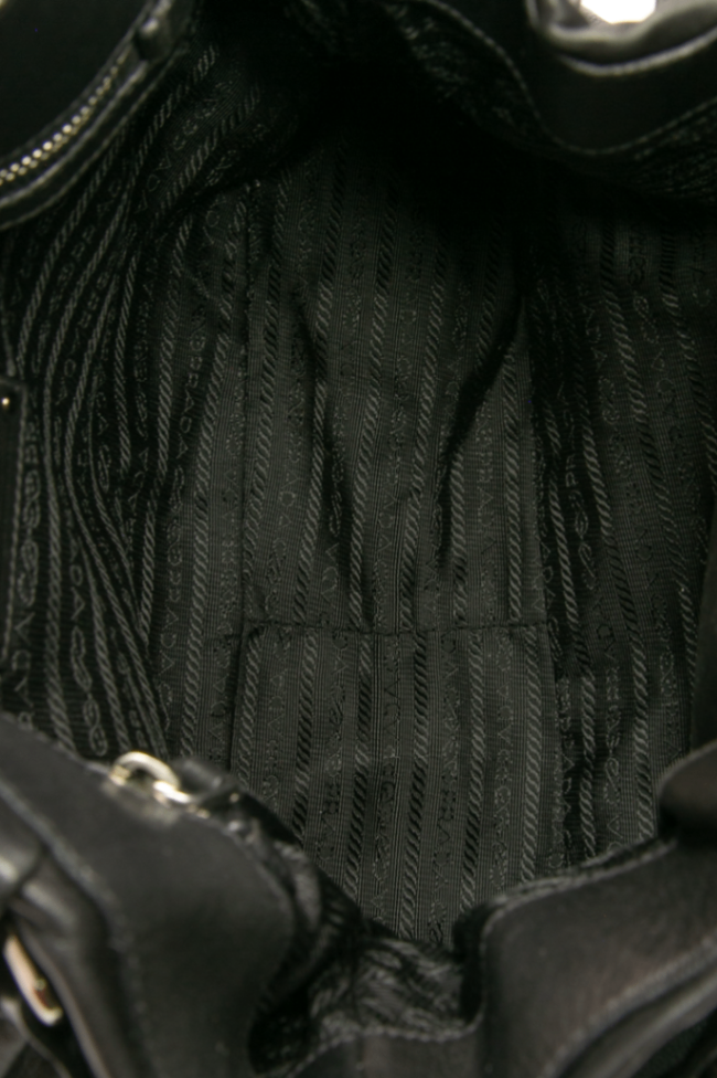 Prada - Black Pleated Buckle Shoulder Bag