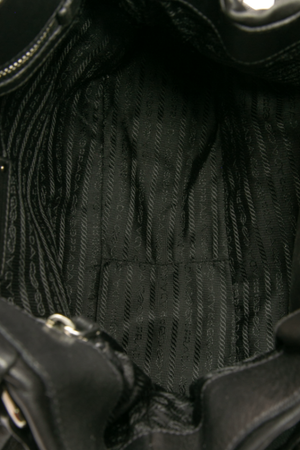 Prada - Black Pleated Buckle Shoulder Bag