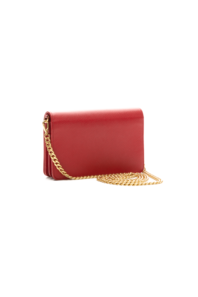 Prada - Red Saffiano Lux Chain Wallet
