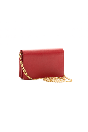 Prada - Red Saffiano Lux Chain Wallet
