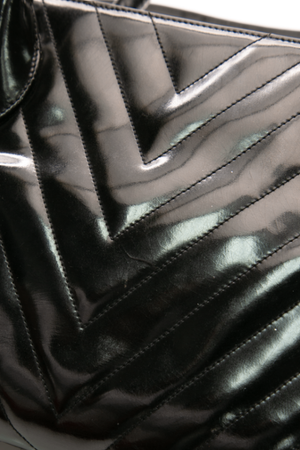 Chanel - Black Patent Chevron Top Handle Bag