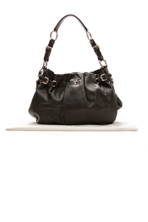 Prada - Black Pleated Buckle Shoulder Bag