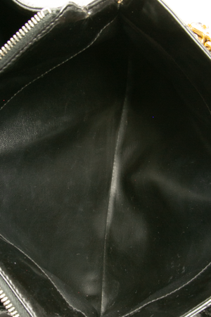 Chanel - Black Patent Chevron Top Handle Bag