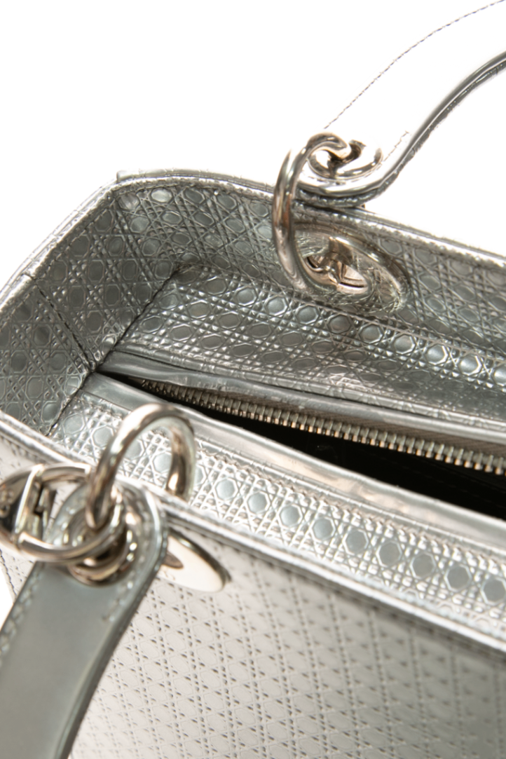 Christian Dior - Silver Micro Cannage Medium Lady Dior