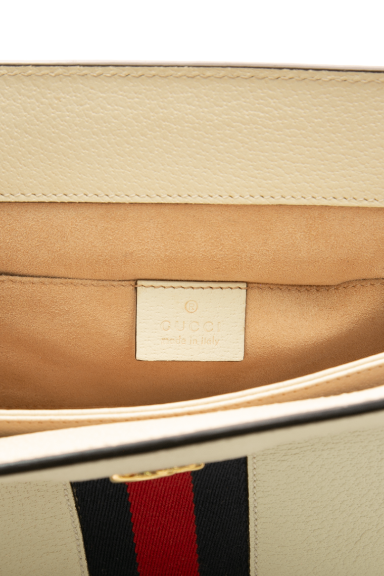 Gucci - White Leather/Web Chain Bag Small