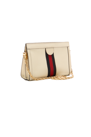 Gucci - White Leather/Web Chain Bag Small