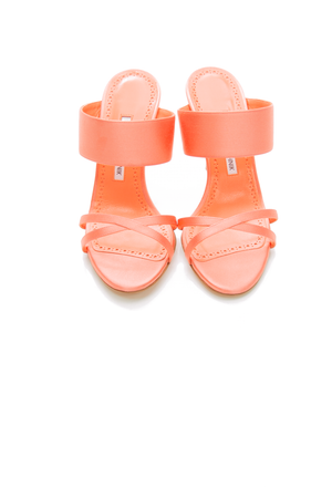 Manolo Blahnik - Coral Satin Gueypia 90 Heels (38)